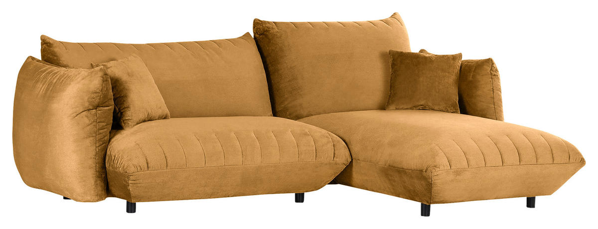 HÖRNSOFFA i plysch orange  - orange/svart, Klassisk, textil/plast (270/170cm) - MID.YOU