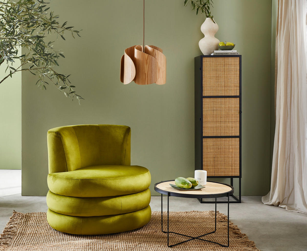 DESIGNSESSEL Flachgewebe Olivgrün    - Edelstahlfarben/Olivgrün, Trend, Textil/Metall (90/82/85cm) - Livetastic
