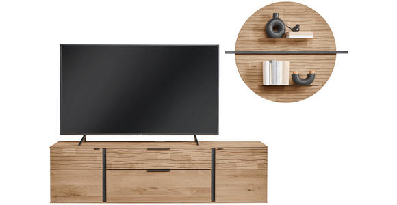 WOHNWAND  in Eichefarben  276/194/44 cm  - Eichefarben/Anthrazit, Natur, Glas/Holz (276/194/44cm) - Valnatura