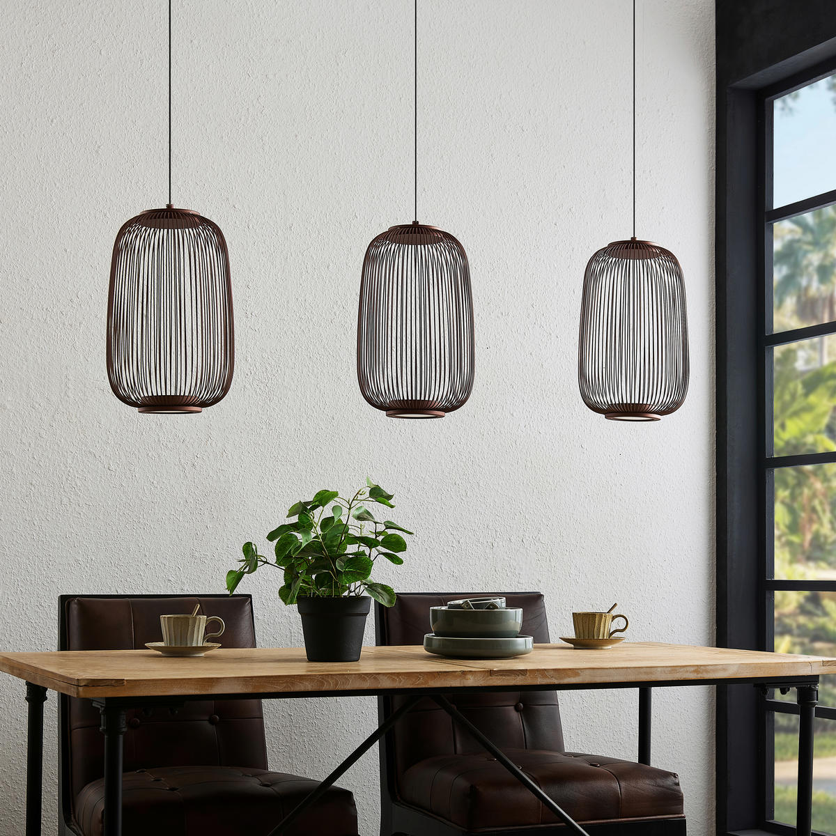 LED-HÄNGELEUCHTE Cage 102,5/22,5/50-150 cm  - Braun, Design, Kunststoff/Metall (102,5/22,5/50-150cm) - Dieter Knoll