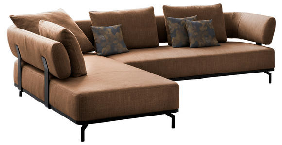 ECKSOFA Palio in Flachgewebe Honig  237/302 cm  - Schwarz/Honig, Design, Textil/Metall (237/302cm) - Dieter Knoll