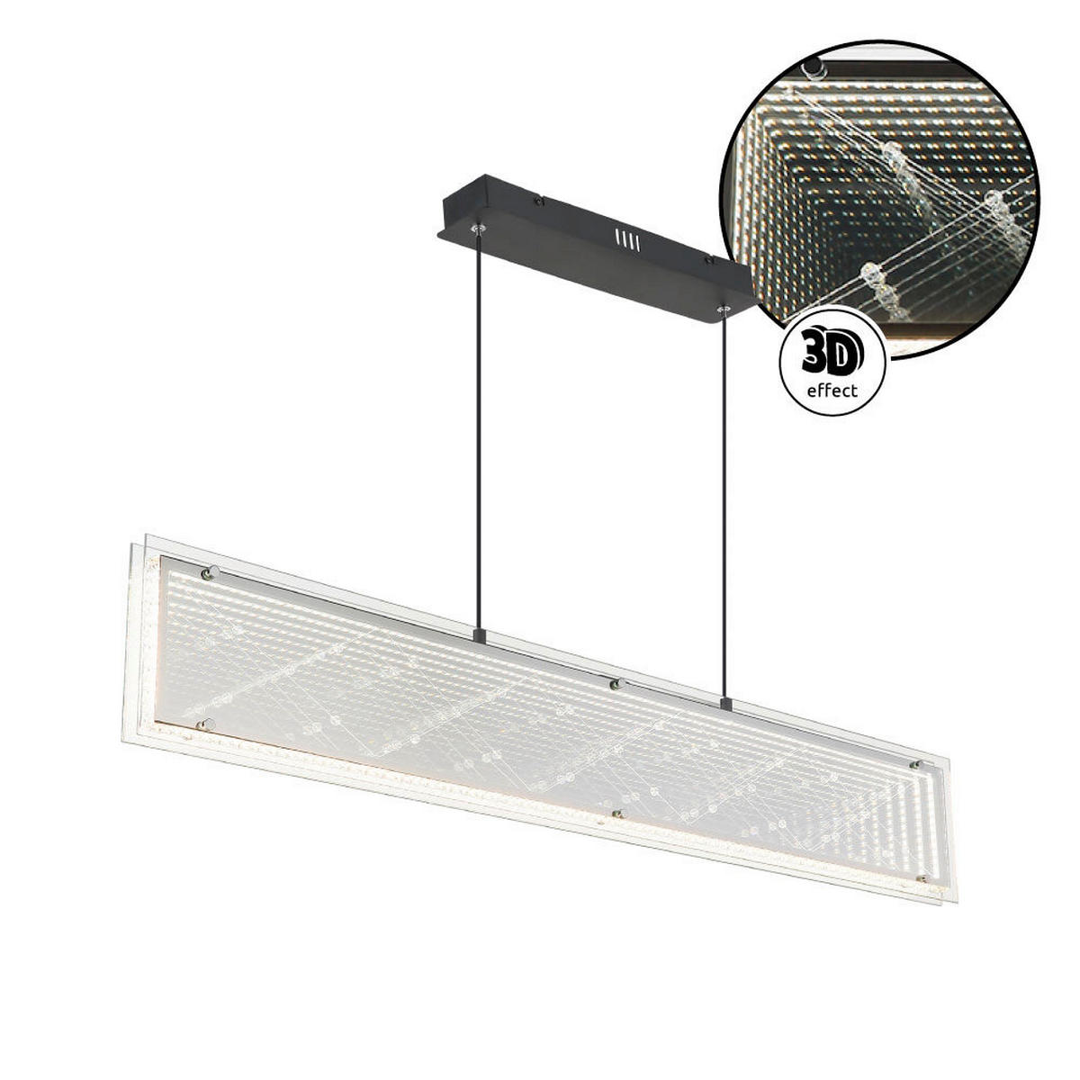 LED-HÄNGELEUCHTE 113/8/120 cm  - Klar/Chromfarben, Design, Glas/Kunststoff (113/8/120cm) - Globo