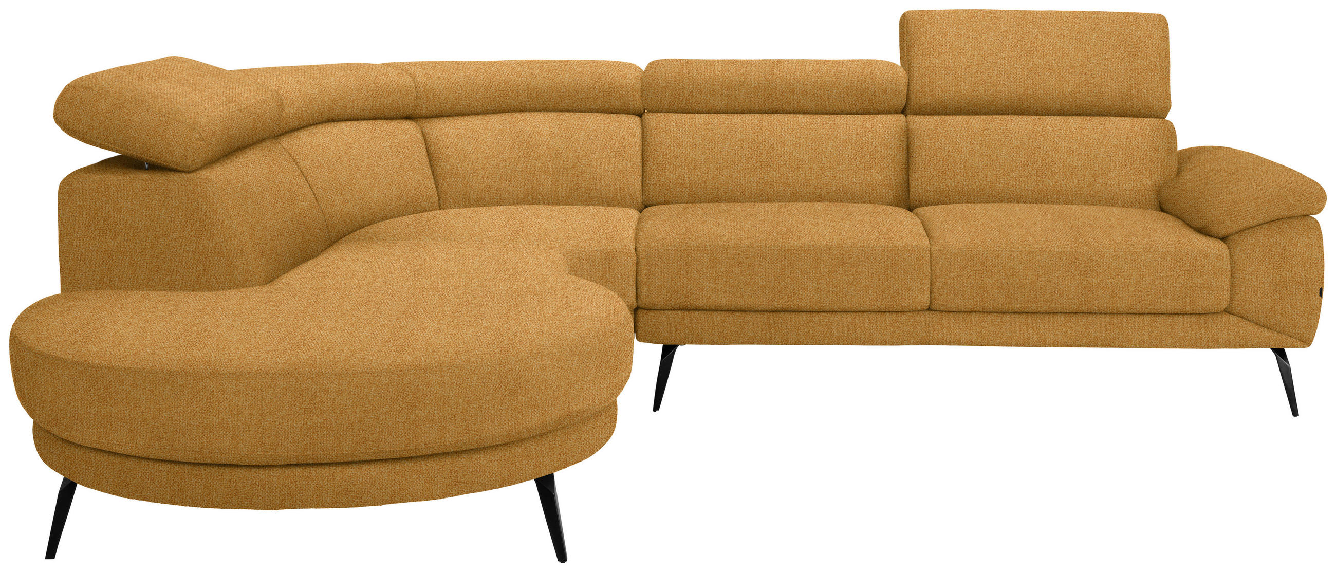 ECKSOFA in Velours Currygelb  264/299 cm  - Currygelb/Schwarz, Design, Textil/Metall (264/299cm) - Novel