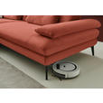 ECKSOFA  in Chenille, Flachgewebe Terracotta  180/284 cm  - Terracotta/Schwarz, Design, Textil/Metall (180/284cm) - Dieter Knoll