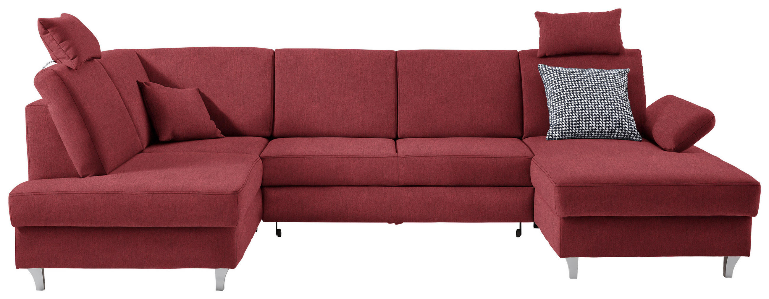 WOHNLANDSCHAFT in Struktur Rot  - Silberfarben/Rot, Konventionell, Holz/Textil (186/322/167cm) - Cantus