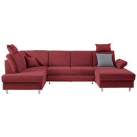 WOHNLANDSCHAFT in Struktur Rot  - Silberfarben/Rot, Konventionell, Holz/Textil (186/322/167cm) - Cantus