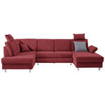 WOHNLANDSCHAFT  in Struktur Rot  - Silberfarben/Rot, KONVENTIONELL, Holz/Textil (186/322/167cm) - Cantus