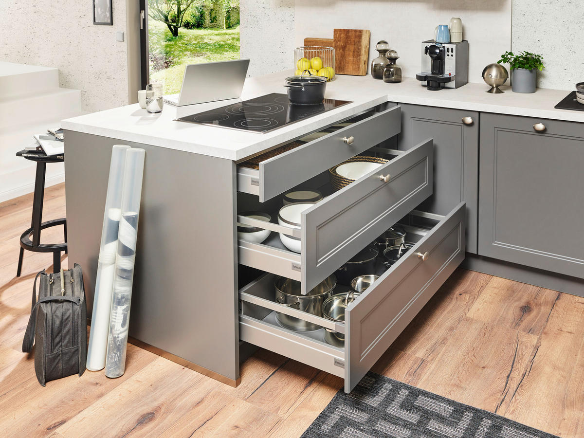 EINBAUKÜCHE WINDSOR LACK  - Grau, Design, Glas/Holzwerkstoff - Nolte Küchen