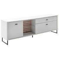 LOWBOARD Weiß, Eichefarben  210/69/44 cm  - Eichefarben/Anthrazit, Design, Glas/Holzwerkstoff (210/69/44cm) - Stylife