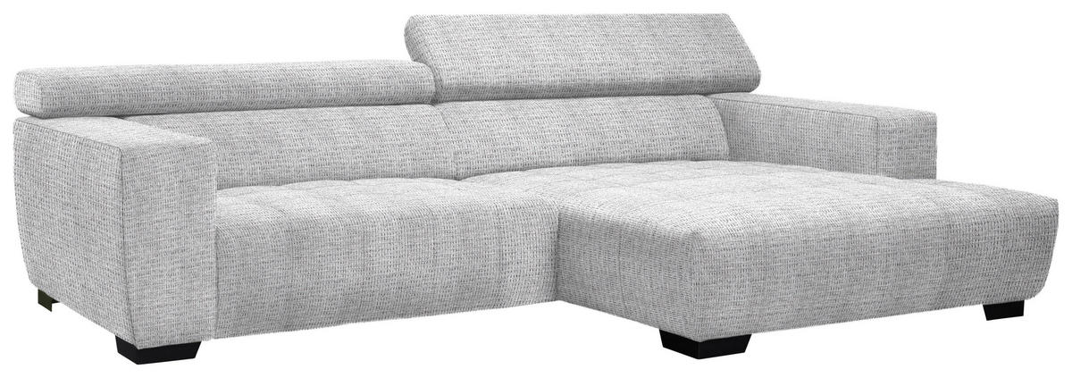 ECKSOFA in Webstoff Hellgrau  - Hellgrau/Schwarz, Konventionell, Textil/Metall (279/182cm) - Hom`in