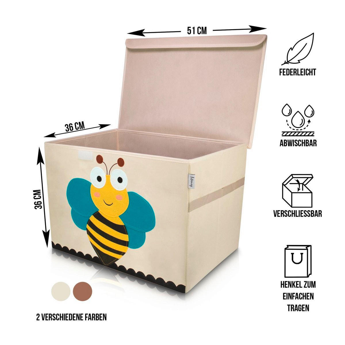AUFBEWAHRUNGSBOX  - Gelb/Naturfarben, Basics, Kunststoff/Textil (36/36/51cm) - Lifeney