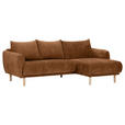 ECKSOFA Rostfarben Flachgewebe  - Rostfarben/Buchefarben, KONVENTIONELL, Holz/Textil (230/144cm) - Carryhome