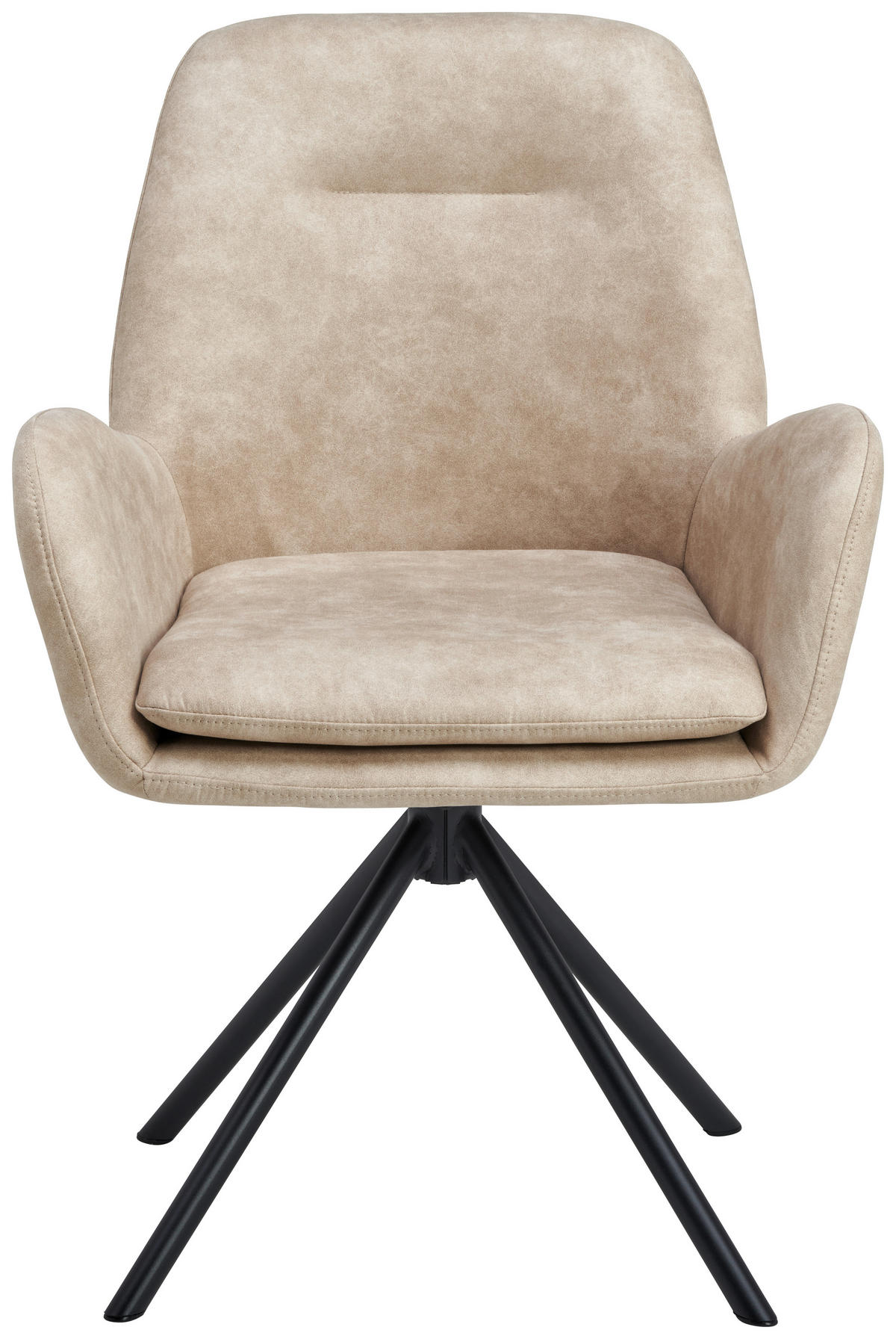 ARMLEHNSTUHL  Sitzfläche 360° drehbar, inklusive Armlehnen Webstoff  - Beige/Schwarz, Basics, Textil/Metall (60.5/88/62cm) - MID.YOU