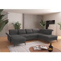 WOHNLANDSCHAFT in Flachgewebe Grau  - Schwarz/Grau, Konventionell, Textil/Metall (198/359/231cm) - Sit & More