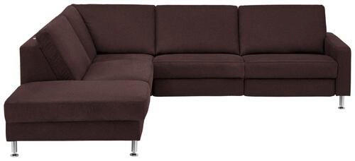 ECKSOFA in Mikrofaser Dunkelbraun  - Dunkelbraun/Alufarben, Design, Textil/Metall (242/275cm) - Dieter Knoll