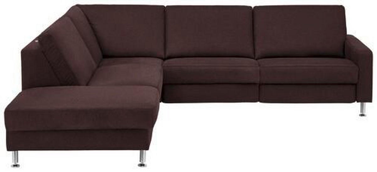 ECKSOFA in Mikrofaser Dunkelbraun  242/275 cm  - Dunkelbraun/Alufarben, Design, Textil/Metall (242/275cm) - Dieter Knoll