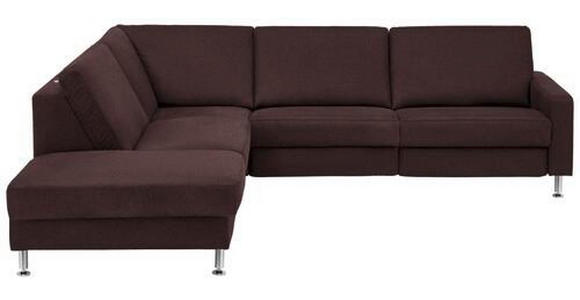 ECKSOFA in Mikrofaser Dunkelbraun  - Dunkelbraun/Alufarben, Design, Textil/Metall (242/275cm) - Dieter Knoll