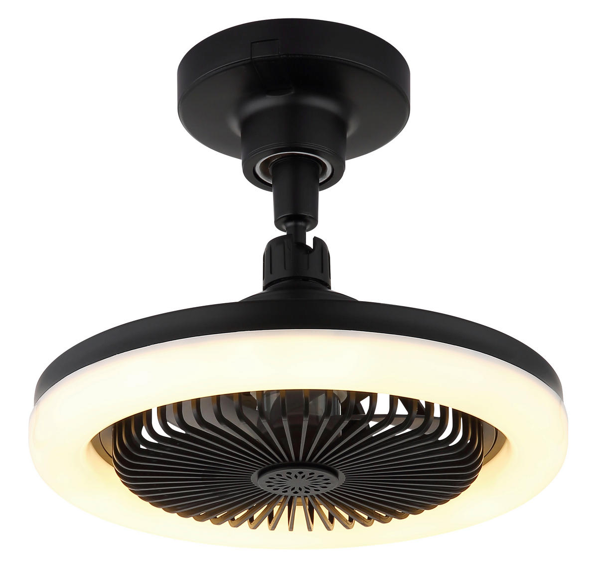 Ventilator mit Deckenleuchte  25,8/21,7 cm    - Schwarz/Weiß, Design, Kunststoff (25,8/21,7cm) - Globo