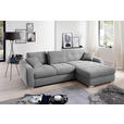 ECKSOFA in Mikrofaser Hellgrau  - Chromfarben/Hellgrau, MODERN, Kunststoff/Textil (276/193cm) - Hom`in