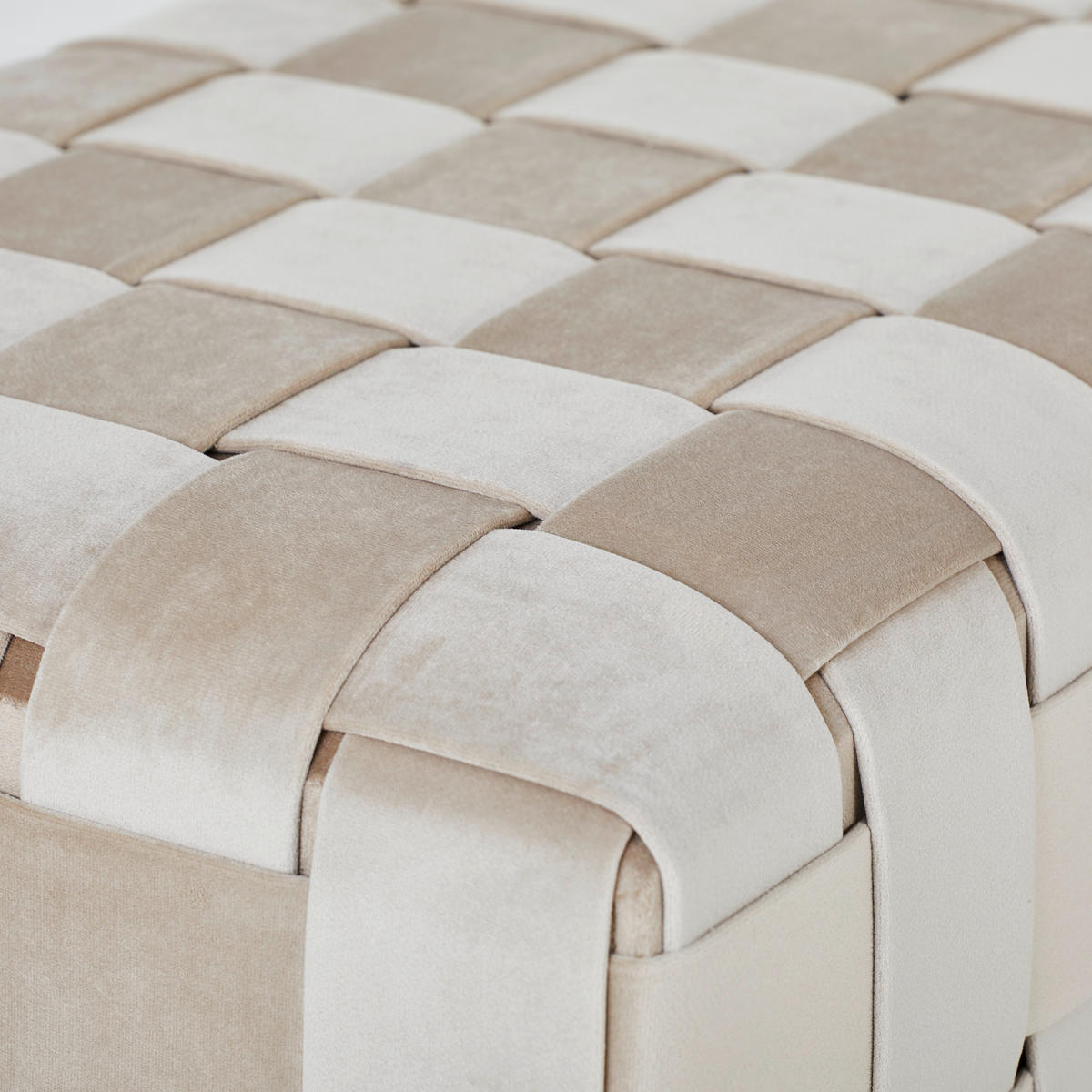 SITZBANK 71/47/41 cm Samt Schwarz, Beige  - Beige/Schwarz, Trend, Textil/Metall (71/47/41cm) - Xora