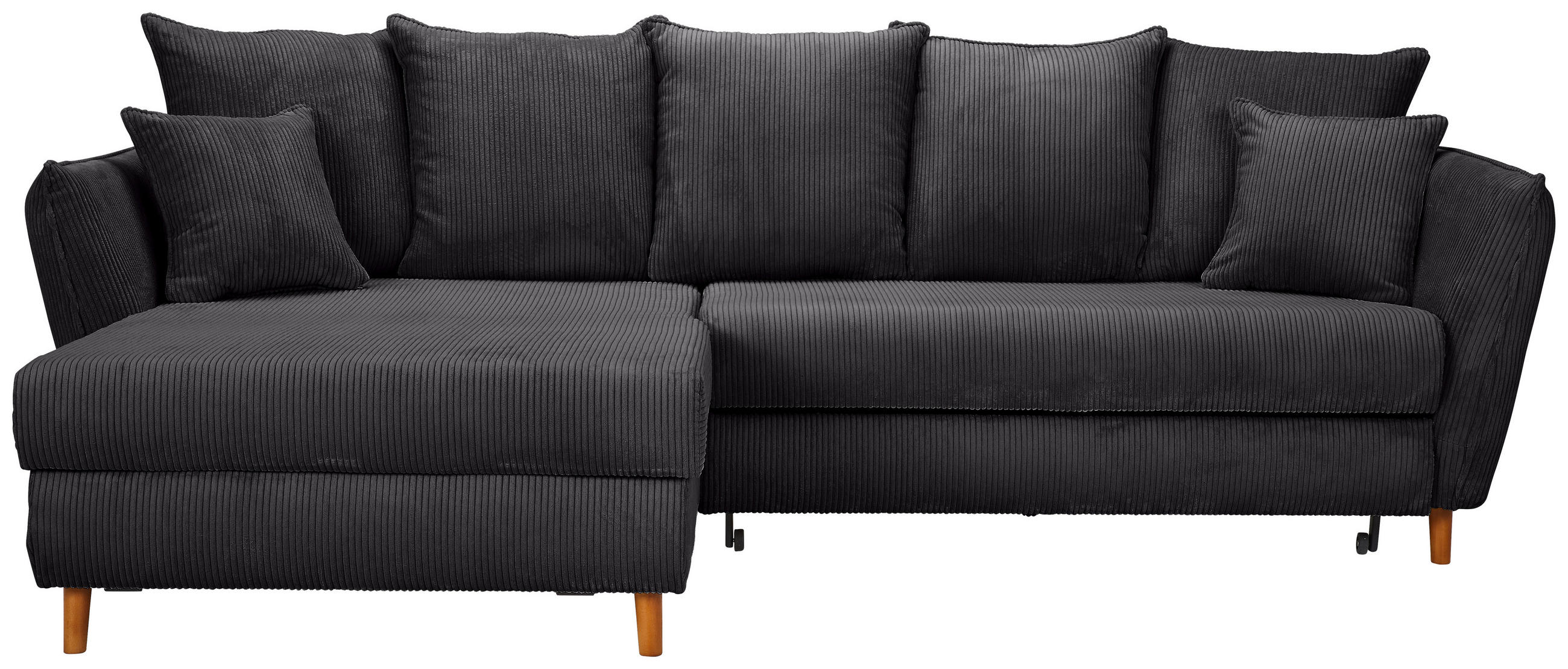 ECKSOFA Dunkelgrau Cord  - Eichefarben/Dunkelgrau, KONVENTIONELL, Holz/Textil (284/162cm) - Carryhome