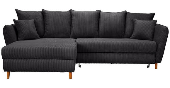 ECKSOFA in Cord Dunkelgrau  - Eichefarben/Dunkelgrau, KONVENTIONELL, Holz/Textil (284/162cm) - Carryhome