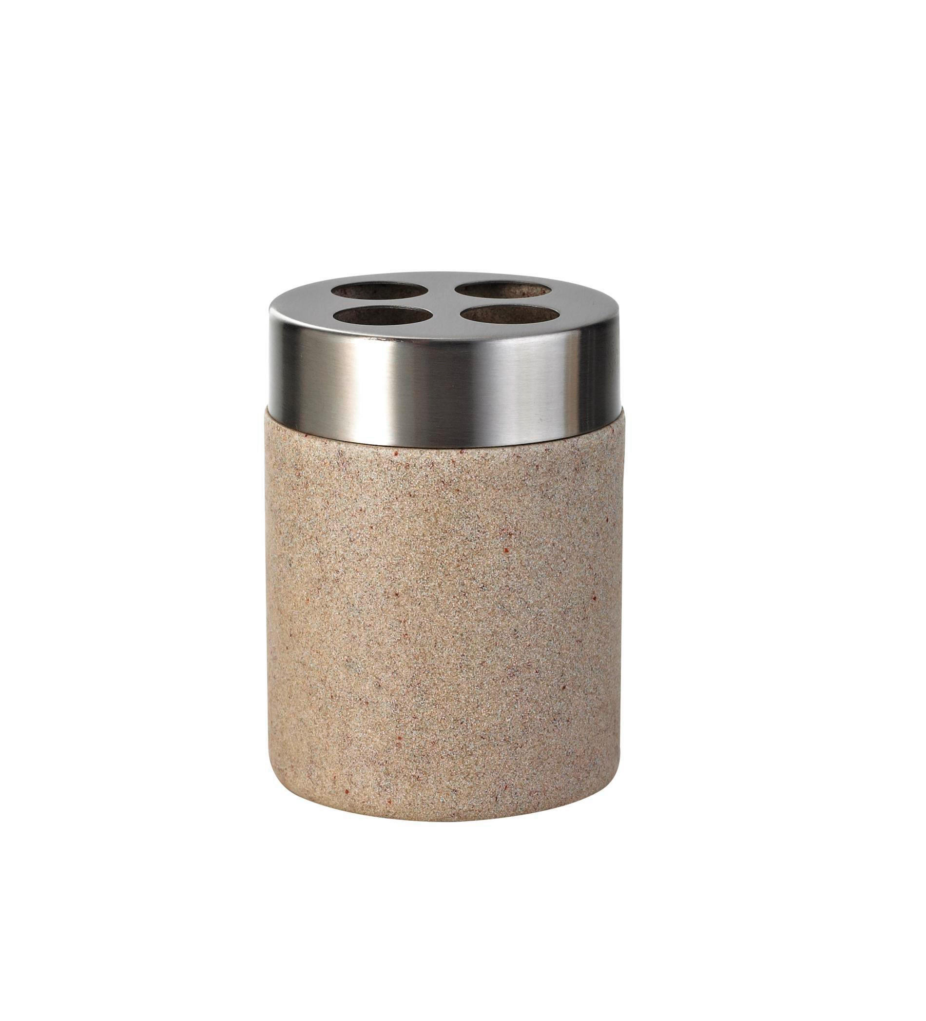 ZAHNPUTZBECHER Metall, Kunststoff  - Beige, Basics, Kunststoff/Metall (7,5/10,5/7,5cm) - Sadena