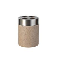 ZAHNPUTZBECHER Metall, Kunststoff  - Beige, Basics, Kunststoff/Metall (7,5/10,5/7,5cm) - Sadena