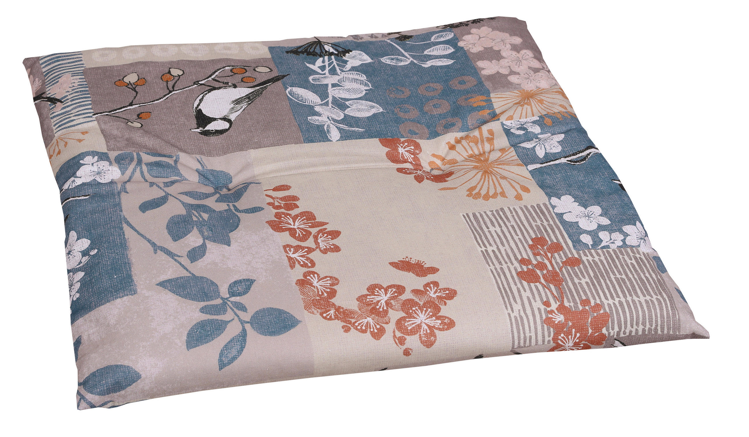 GARTENSITZKISSEN in Taupe, Blau 48/48 cm  - Taupe/Blau, Design, Textil (48/48cm)