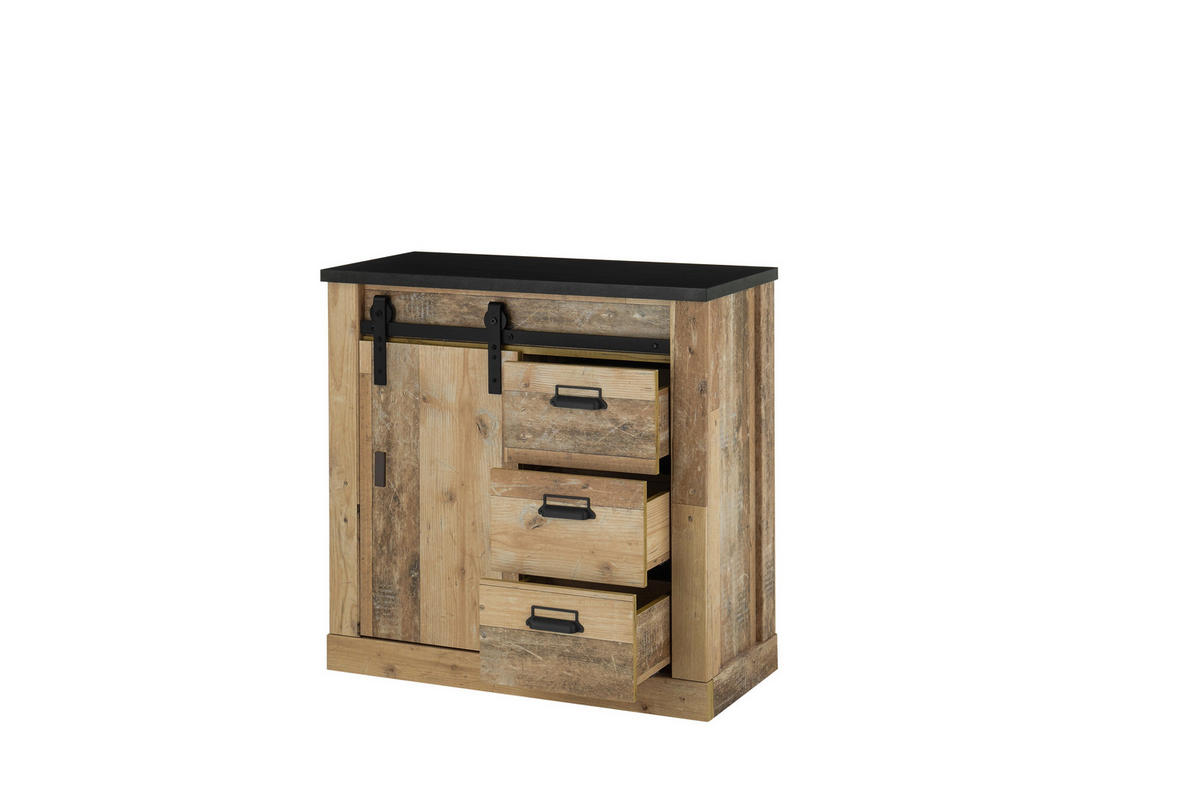 GARDEROBE 2-teilig  in 93/200/43 cm  - Anthrazit/Naturfarben, Design, Glas/Holzwerkstoff (93/200/43cm) - Modante