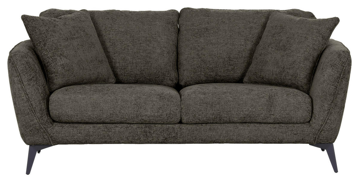 2-SITZER-SOFA Chenille Dunkelgrau  - Dunkelgrau/Schwarz, KONVENTIONELL, Textil/Metall (190/70/98cm) - Carryhome