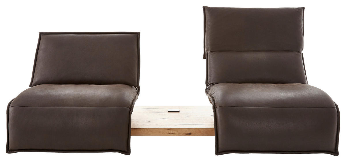 2-SITZER-SOFA Braun Echtleder  - Schwarz/Braun, Design, Leder/Holz (240/80-112/115-159cm) - Koinor