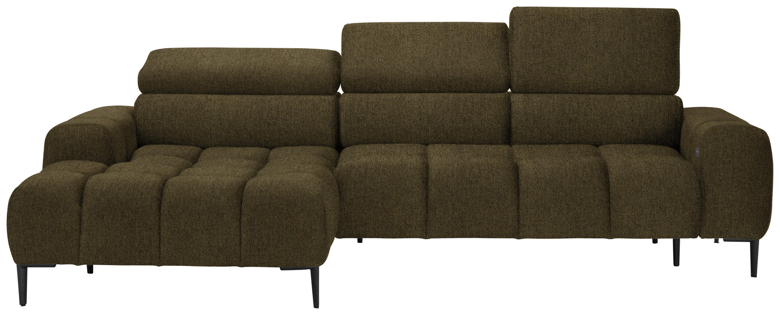 ECKSOFA Olivgrün Webstoff  - Schwarz/Olivgrün, Design, Textil/Metall (177/270cm) - Welnova
