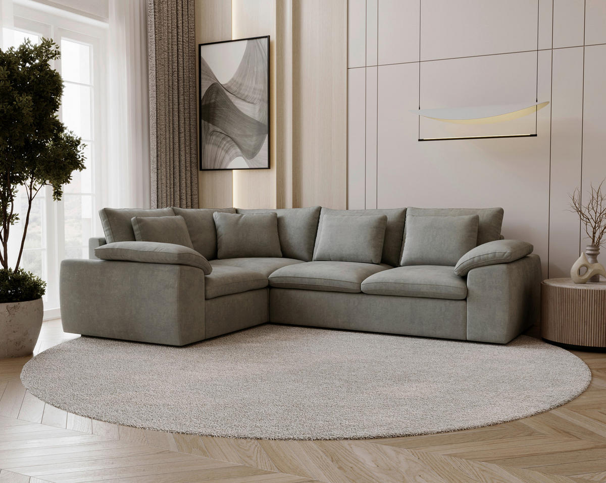 ECKSOFA Chenille Grau  - Schwarz/Grau, Design, Kunststoff/Textil (216/289cm) - Livetastic