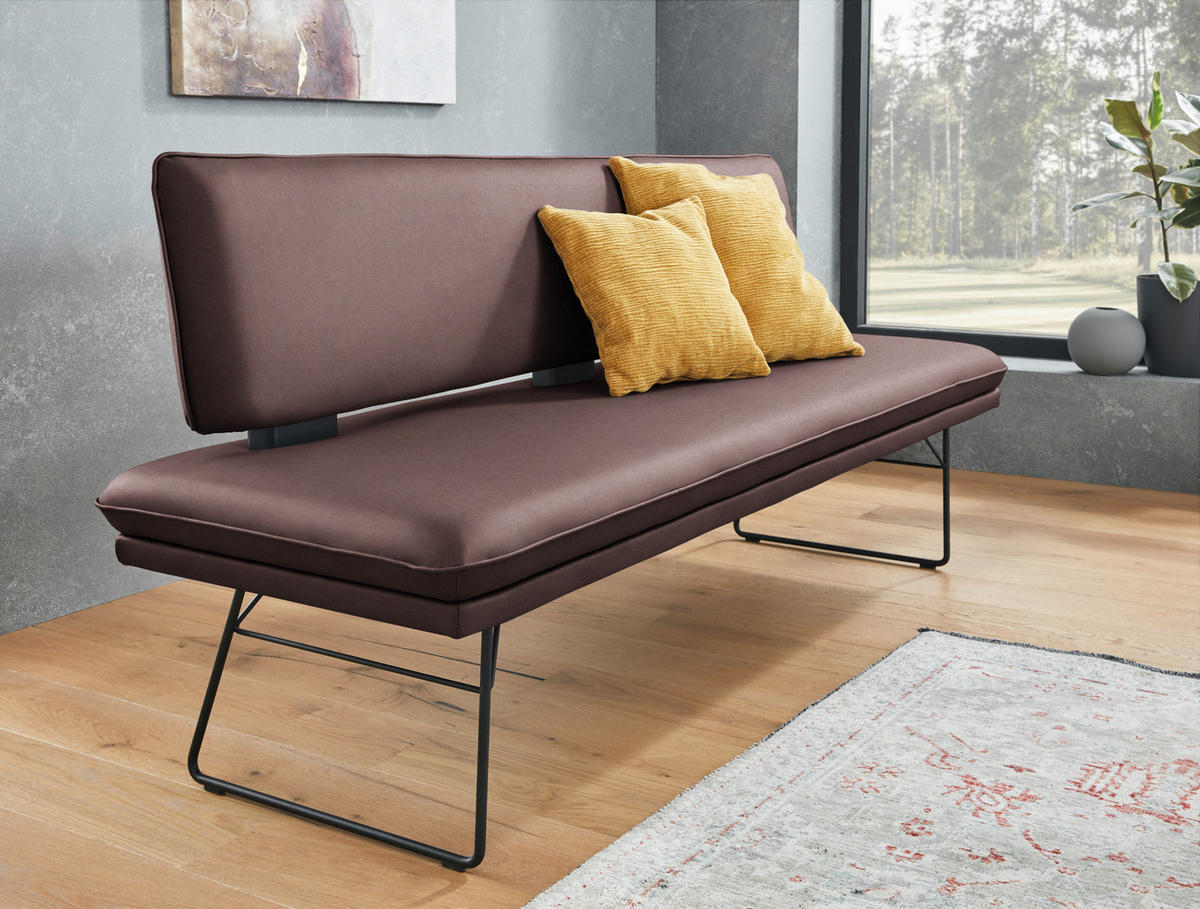 SITZBANK in Metall, Textil Schwarz, Dunkelbraun  - Dunkelbraun/Schwarz, Design, Textil/Metall (195/91/65cm) - Dieter Knoll