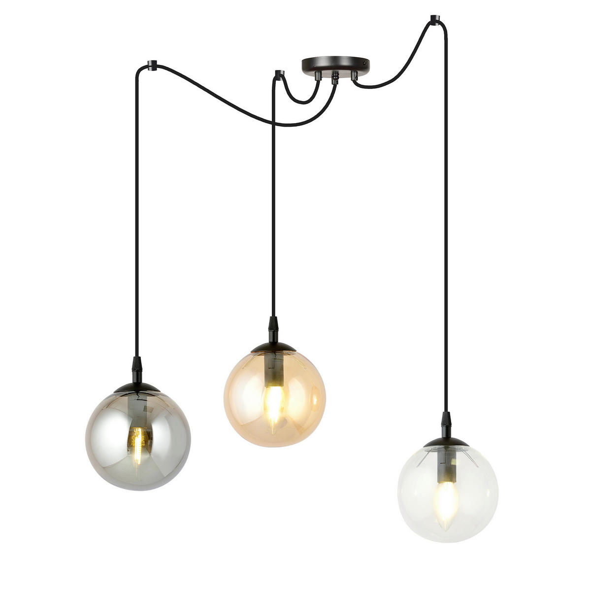 HÄNGELEUCHTE  200/42/200 cm    - Schwarz, KONVENTIONELL, Glas/Metall (200/42/200cm)