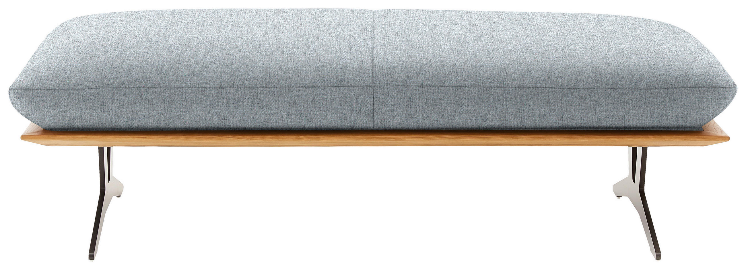 HOCKERBANK in Holz, Textil Hellgrau  - Hellgrau/Schwarz, Design, Holz/Textil (150/43/60cm) - Dieter Knoll
