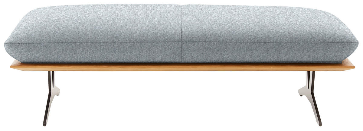 HOCKERBANK in Holz, Textil Hellgrau  - Hellgrau/Schwarz, Design, Holz/Textil (150/43/60cm) - Dieter Knoll