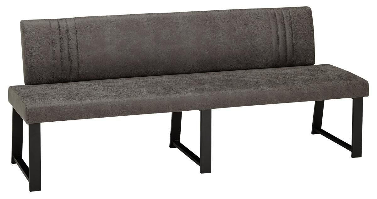 SITZBANK 200/86/60 cm Mikrofaser Schwarz, Dunkelgrau  - Dunkelgrau/Schwarz, Design, Textil/Metall (200/86/60cm) - Venda