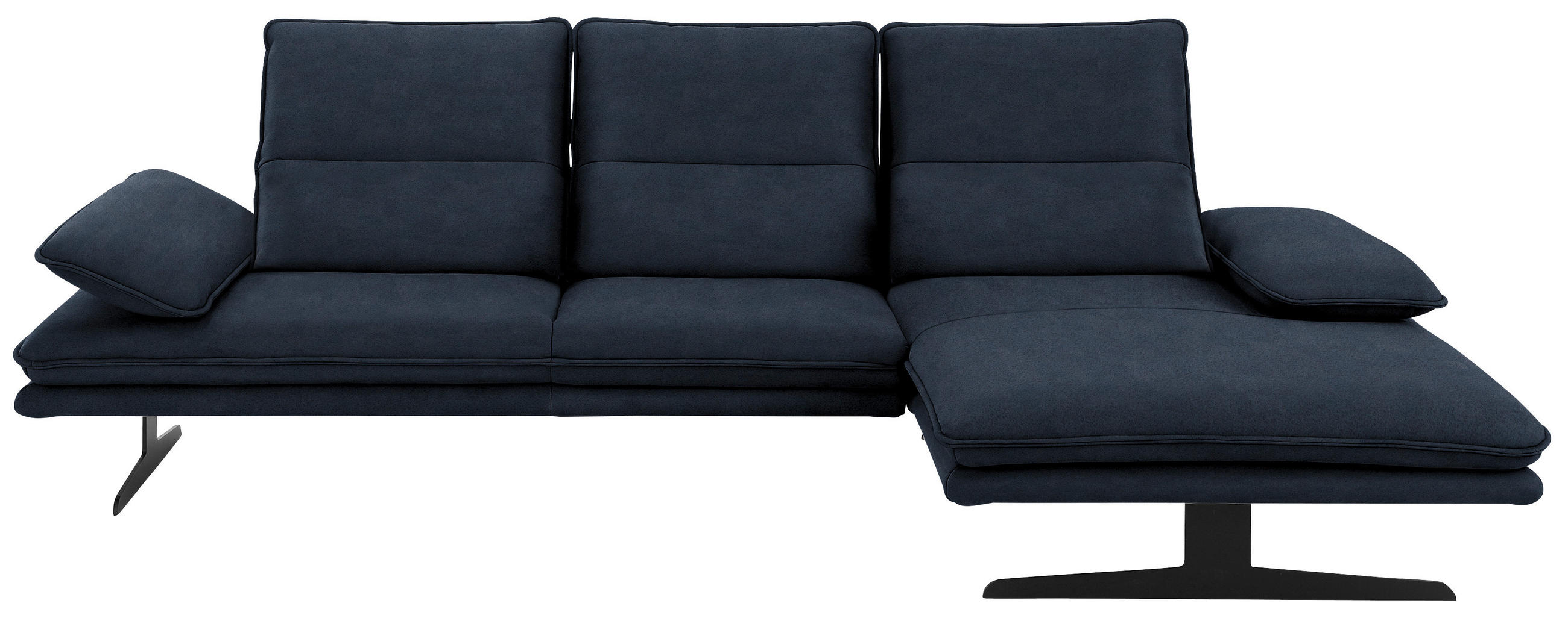ECKSOFA Dunkelblau Flachgewebe - Schwarz/Dunkelblau, Design, Textil/Metall (291/164cm) - Chilliano