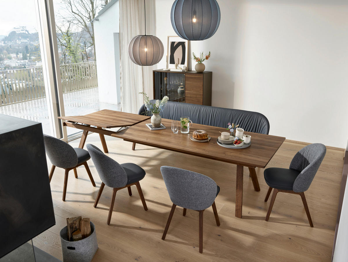 ESSTISCH in Holz 200(300)/100/75 cm  - Nussbaumfarben, Design, Holz (200(300)/100/75cm) - Team 7
