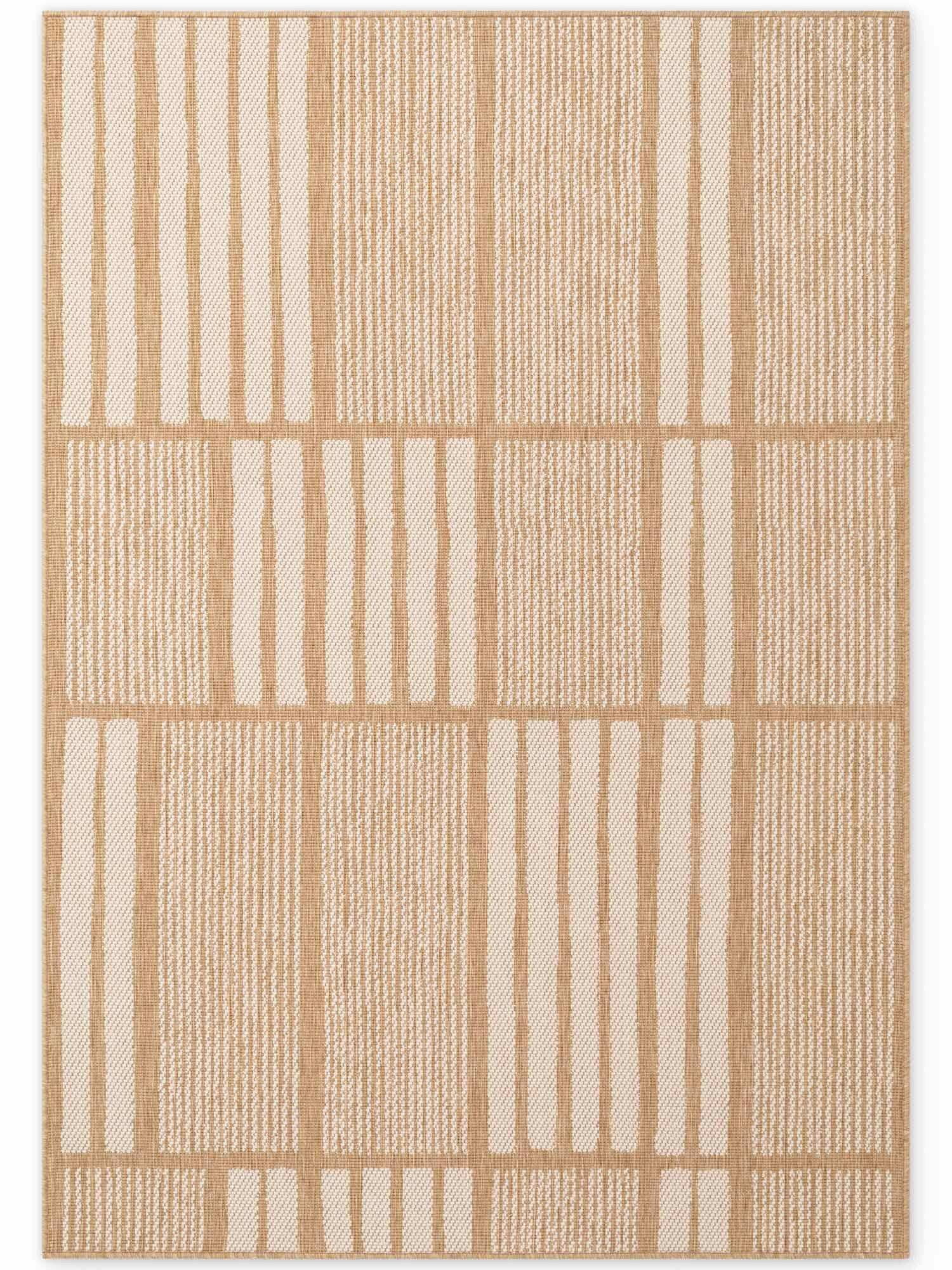 FLACHWEBETEPPICH 200/300 cm Haringey Weiß, Sandfarben rechteckig  - Sandfarben/Weiß, Design, Kunststoff (200/300cm)