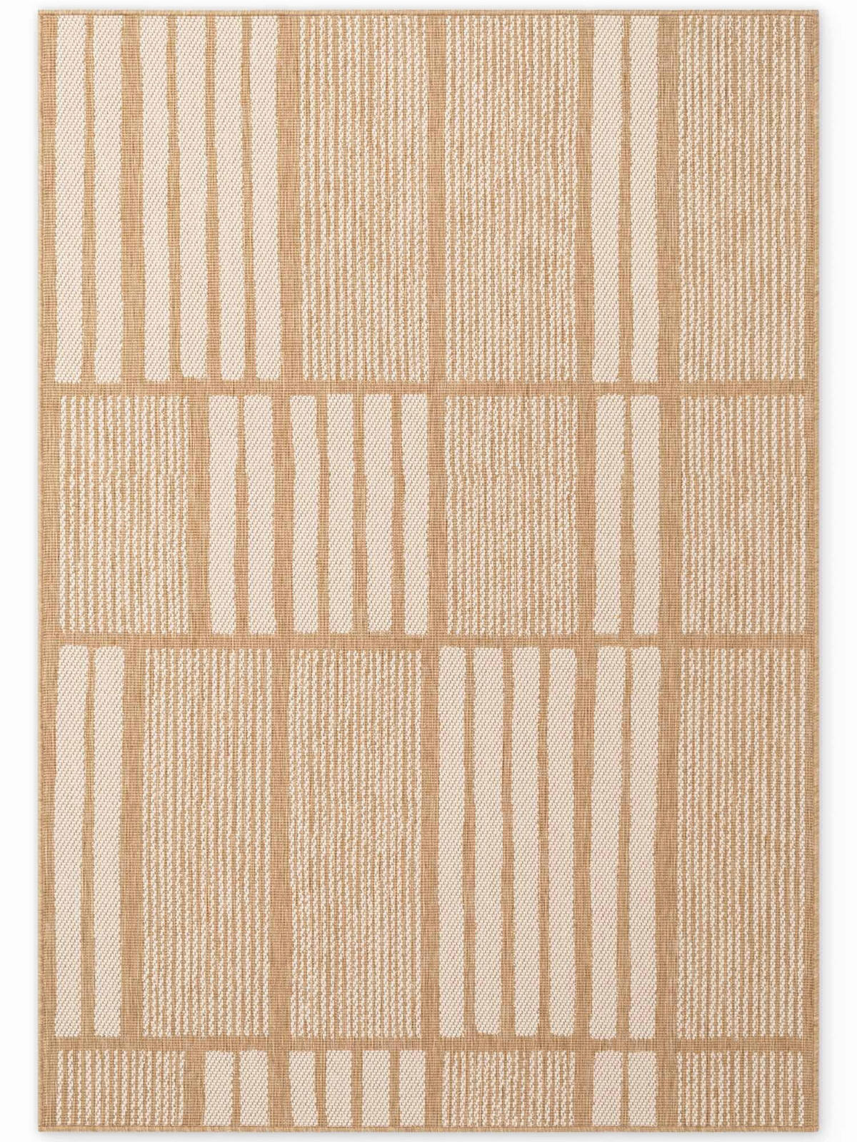 FLACHWEBETEPPICH 200/300 cm Haringey Weiß, Sandfarben rechteckig  - Sandfarben/Weiß, Design, Kunststoff (200/300cm)