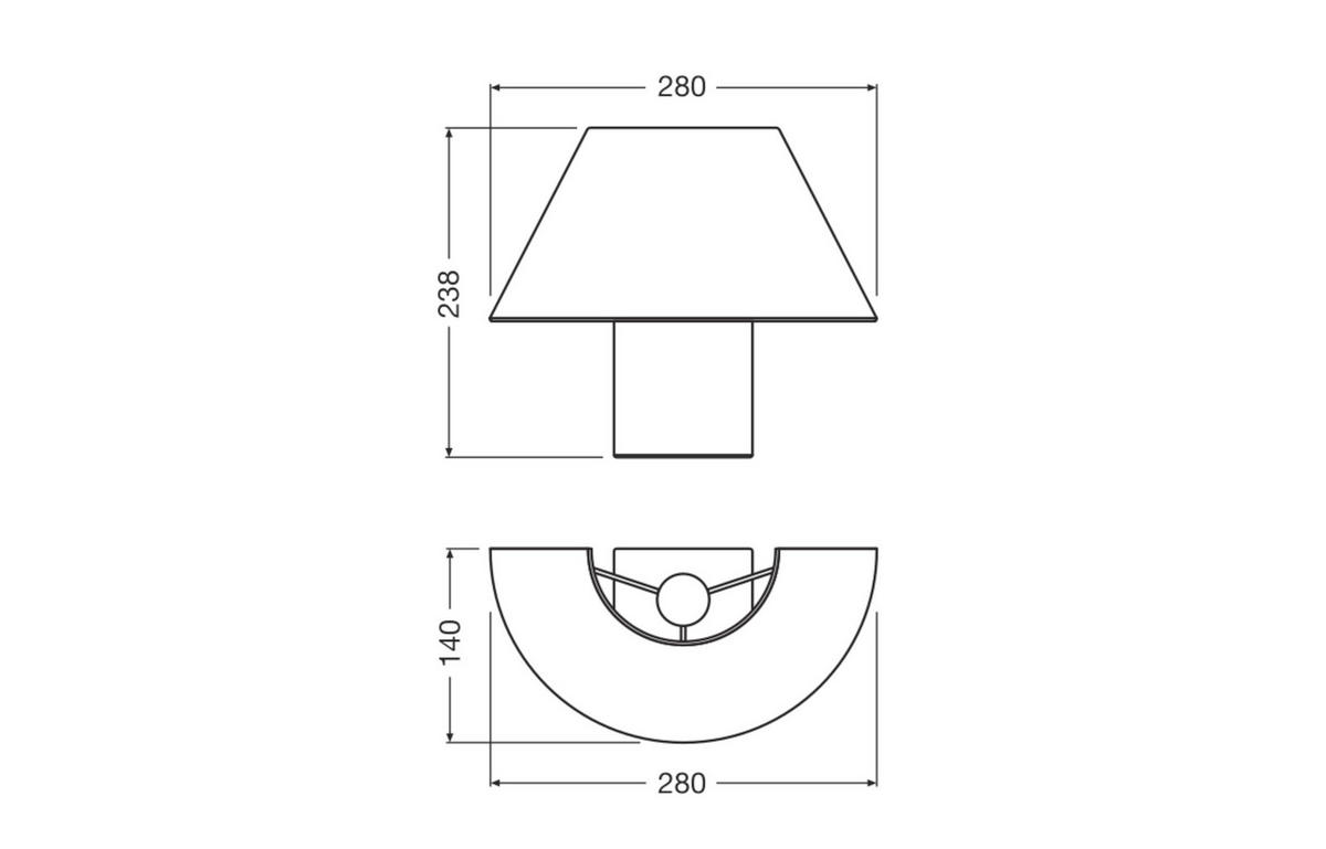 WANDLEUCHTE 28/14/23.8 cm   - Hellbraun, Natur, Naturmaterialien/Metall (28/14/23.8cm) - Osram