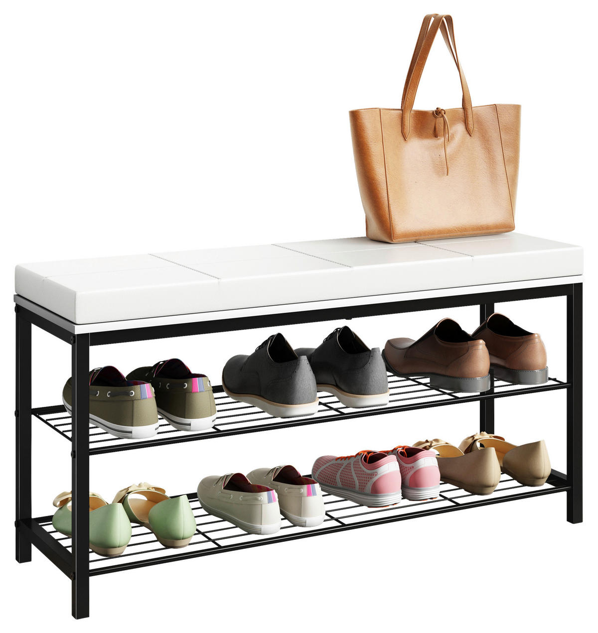 SCHUHREGAL 90/48/30 cm  - Schwarz/Weiß, Design, Holzwerkstoff/Metall (90/48/30cm) - MID.YOU