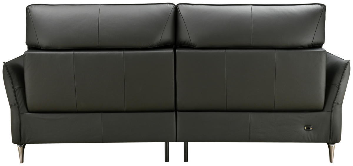 2,5-SITZER Schwarz Echtleder  - Schwarz, Design, Leder/Metall (220/98/101cm) - Novel