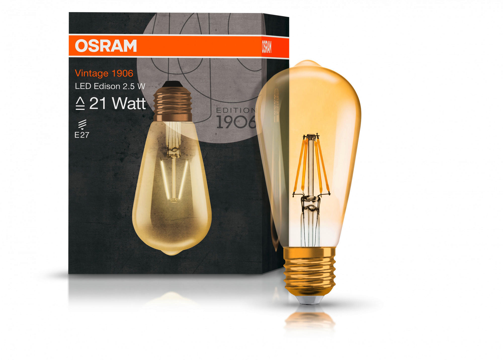 LED-LEUCHTMITTEL   E27 2,5 W 220 lm  - Goldfarben, Basics, Glas (6,4/14,3cm) - Osram
