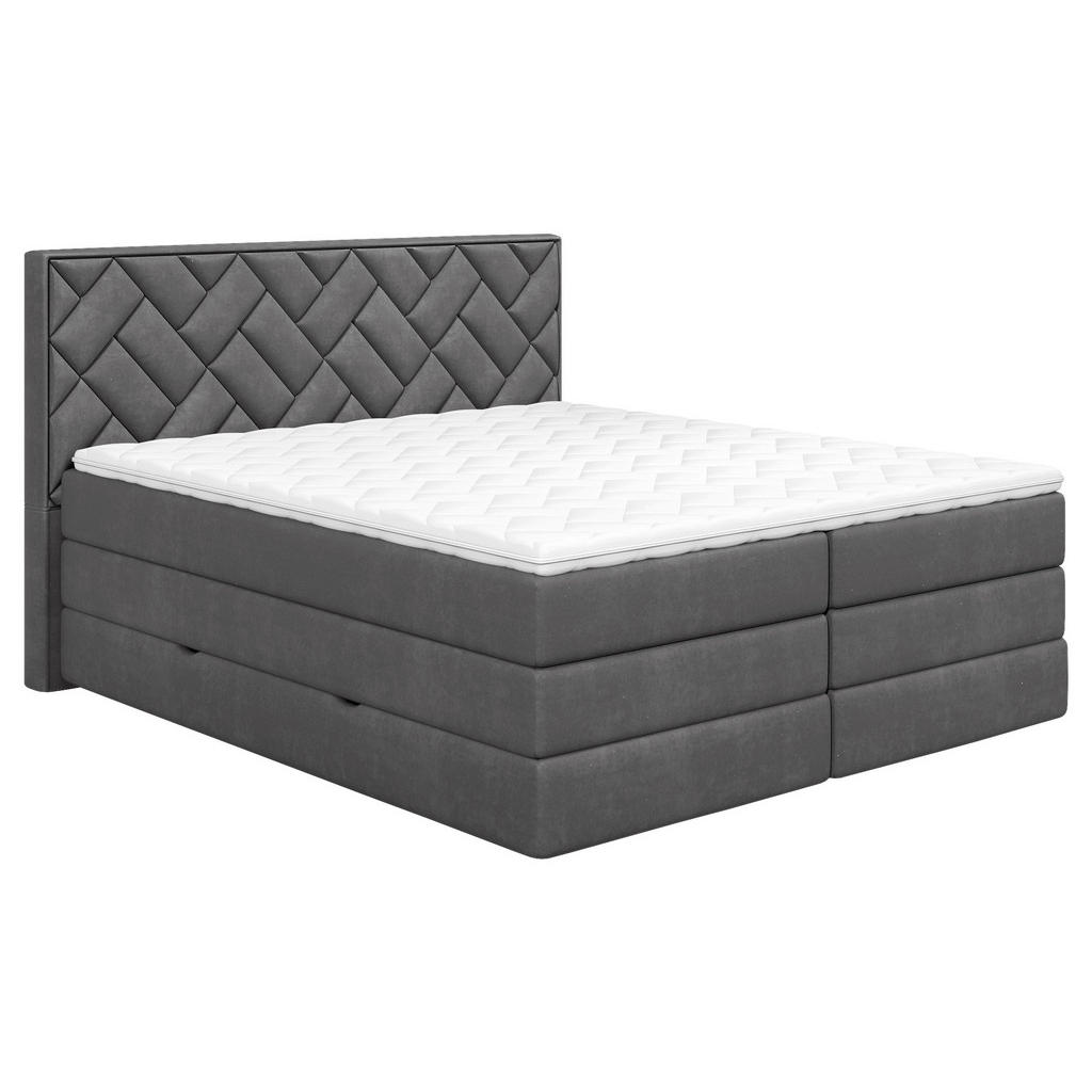 Thumbnail - Mid.you Boxspringbett, Anthrazit, Holzwerkstoff, H3 + H4, Höhe ca. 18 cm, 180x200 cm, Bettkasten, gepolstertes Kopfteil,...