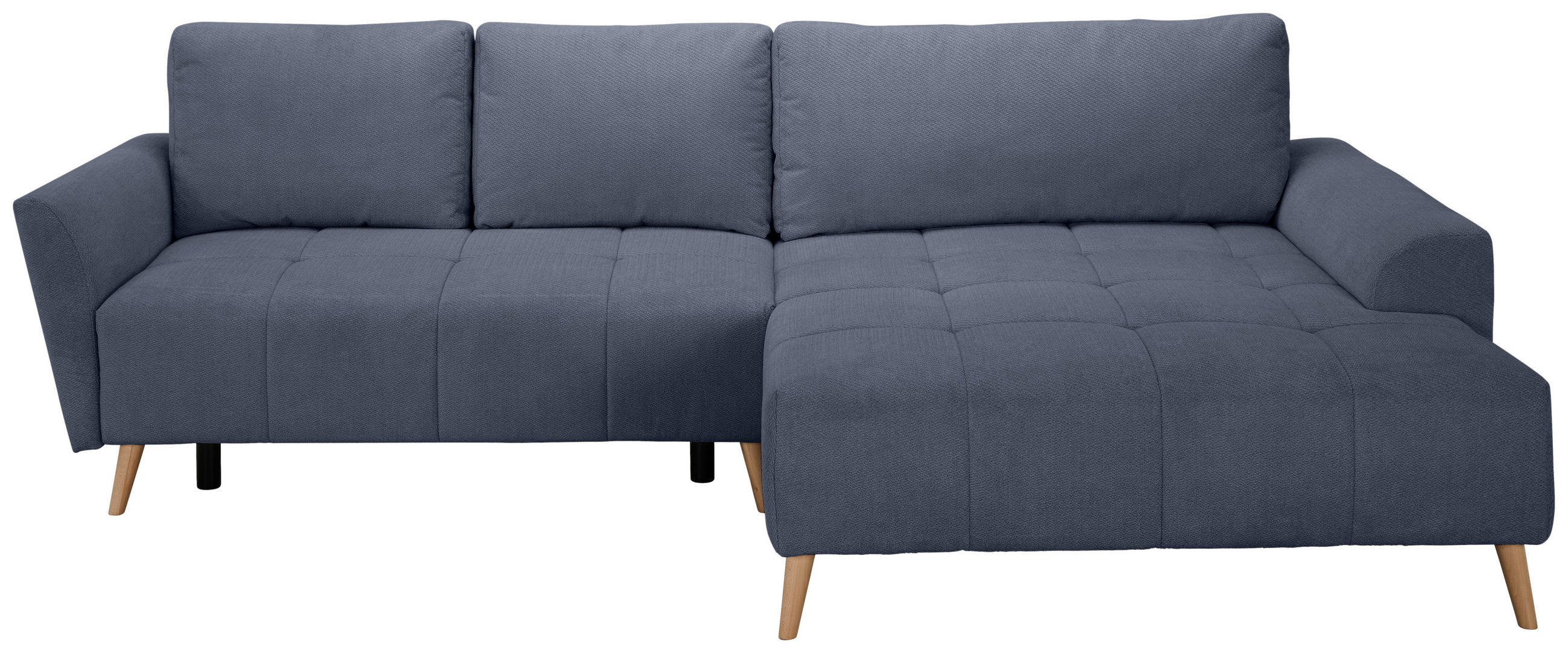 ECKSOFA Blaugrau Webstoff  - Buchefarben/Blaugrau, KONVENTIONELL, Holz/Textil (294/169cm) - Carryhome
