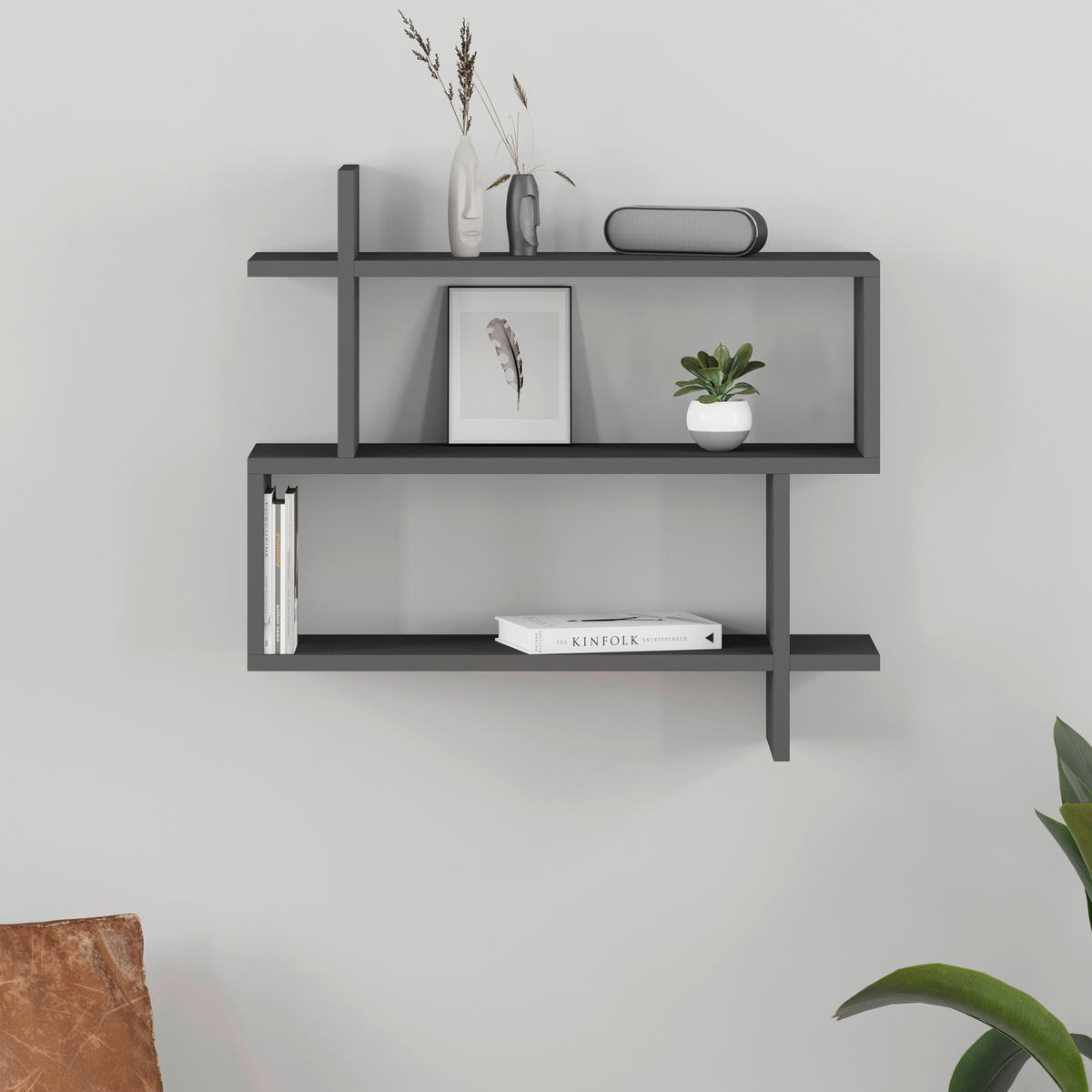 WANDBOARD in 70/65/22 cm Anthrazit  - Anthrazit, Design, Holzwerkstoff (70/65/22cm) - Livetastic